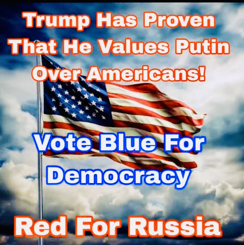 Blue for democracy. Red for Russia